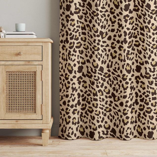 cortinas para sala modernas Leopard Pattern