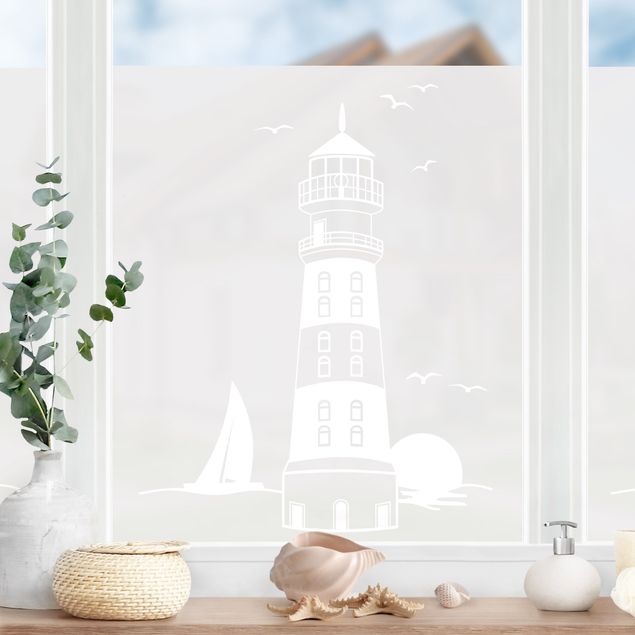 Vinilo ventana privacidad Lighthouse & Sunset II