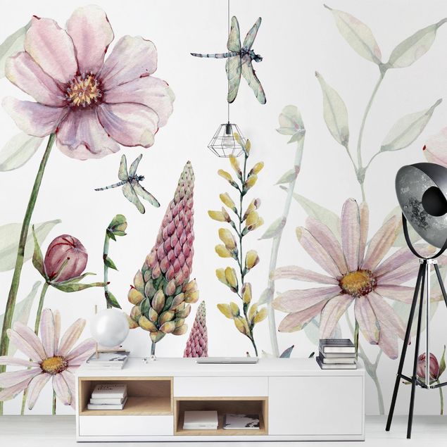 Papel pared animales Dragonflies in a flower rush