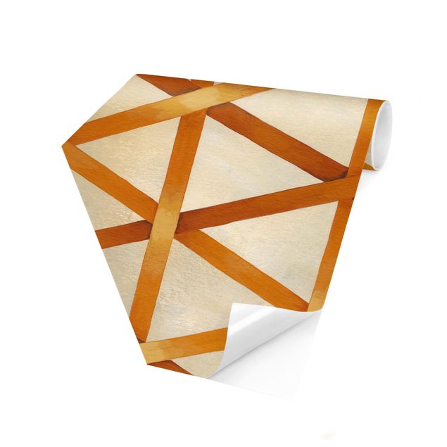 Papel pintado hexagonal Light And Ribbon Orange