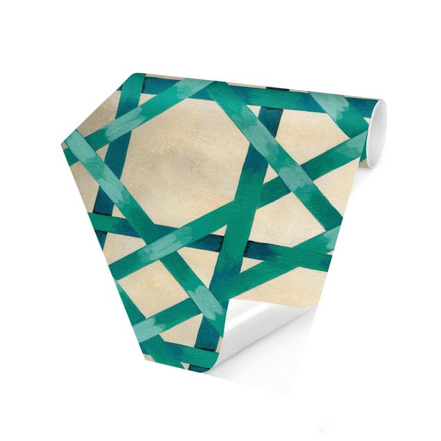 Papel pintado hexagonal Light And Ribbon Turquoise