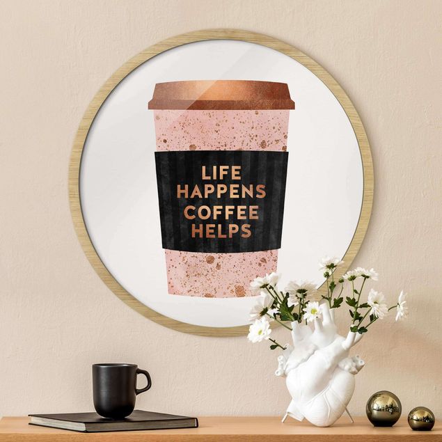 Pósters enmarcados de cuadros famosos Life Happens Coffee Helps Gold