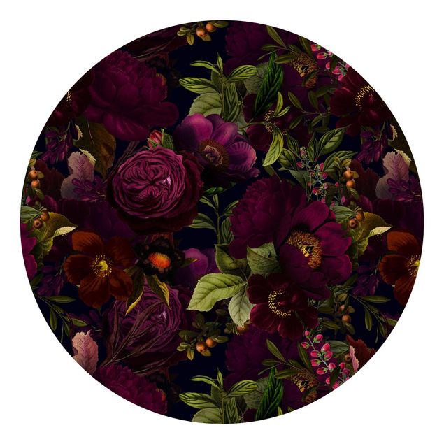 Papel pintado con patrones Purple Blossoms Dark