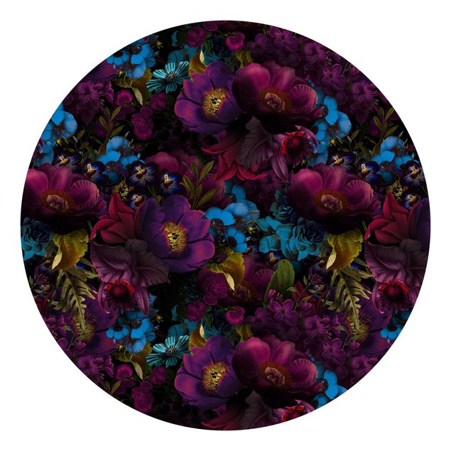 Papeles pintados modernos Purple Blossoms With Blue Flowers