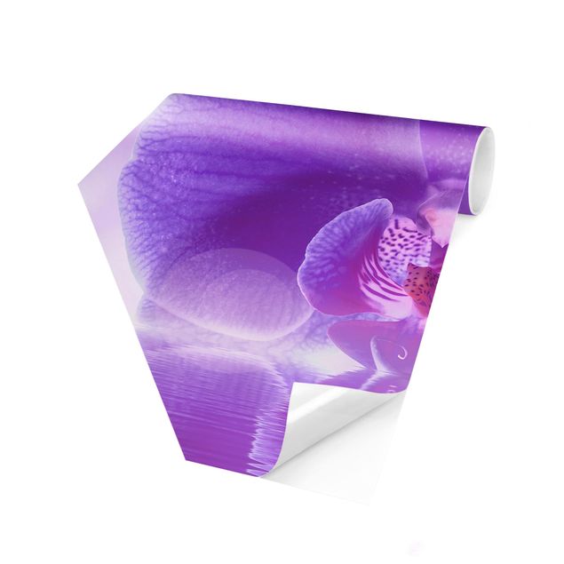 Papel pintado hexagonal Purple Orchid On Water