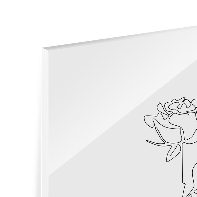 Tableros magnéticos de vidrio Line Art Flowers - Rose