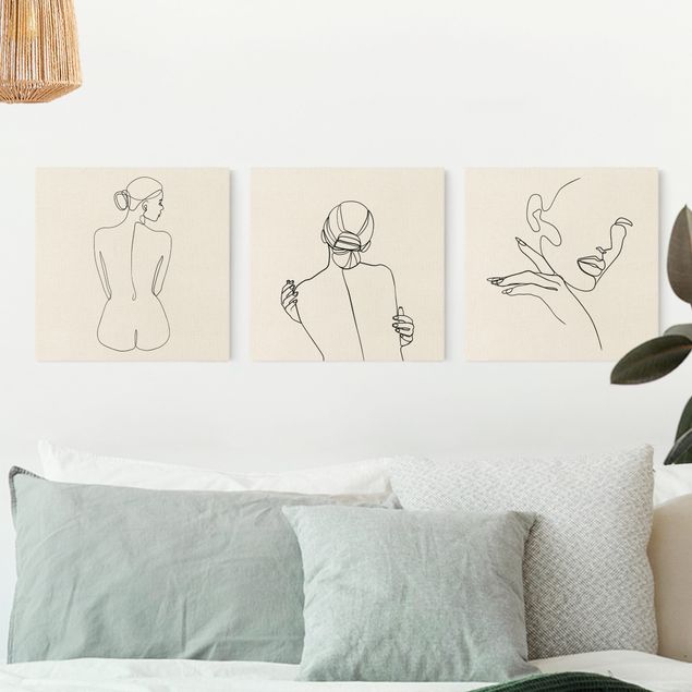 Estilos artísticos Line Art Women Nude Drawing Black And White Set
