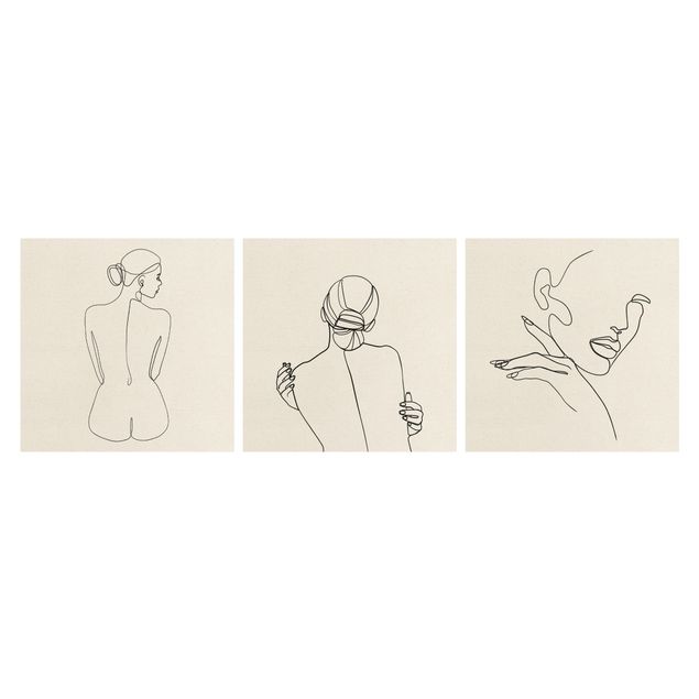 Cuadros a blanco y negro Line Art Women Nude Drawing Black And White Set