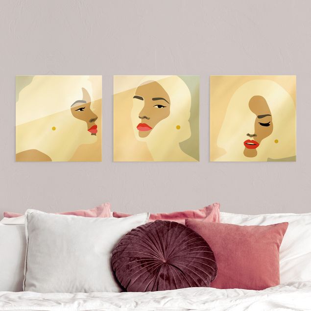 Estilos artísticos Line Art Portrait Women Pastel Set