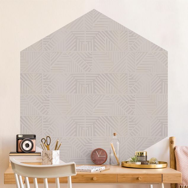Papel pintado con patrones Line Pattern Stamp In Taupe