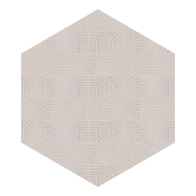 Papel de pared Line Pattern Stamp In Taupe