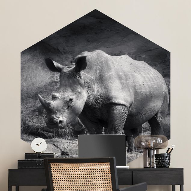 Papel pintado África Lonesome Rhinoceros
