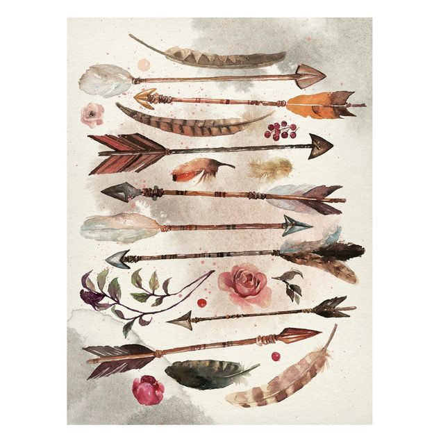 Cuadros plumas Boho Arrows And Feathers - Watercolour