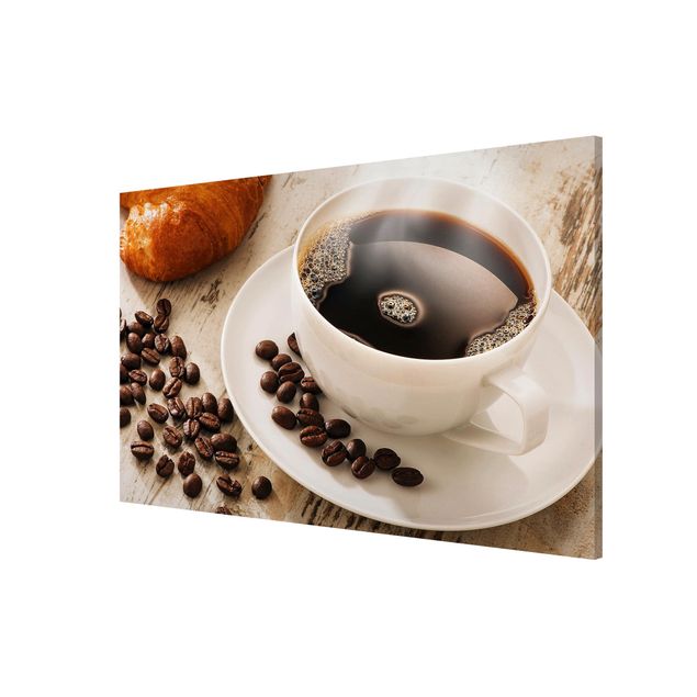 Cuadros modernos Steaming coffee cup with coffee beans