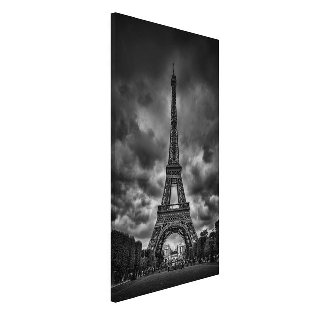 Decoración en la cocina Eiffel Tower In Front Of Clouds In Black And White