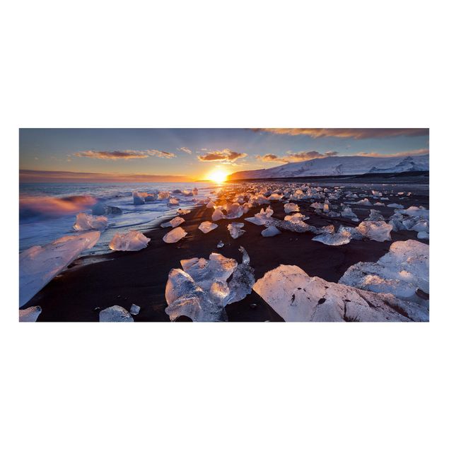 Cuadros paisajes Chunks Of Ice On The Beach Iceland