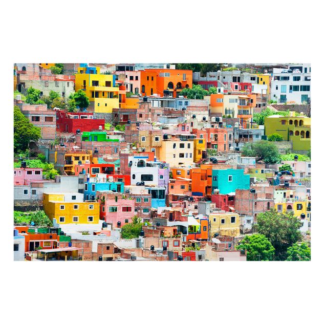 Cuadros ciudades Coloured Houses Front Guanajuato