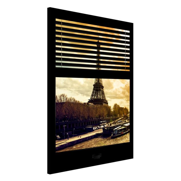 Decoración cocina Window View Blinds - Paris Eiffel Tower sunset