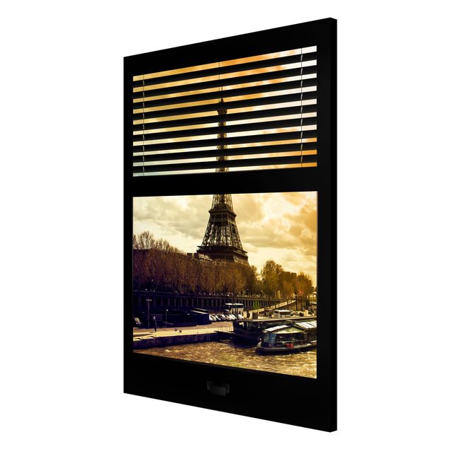 Cuadros de ciudades Window View Blinds - Paris Eiffel Tower sunset