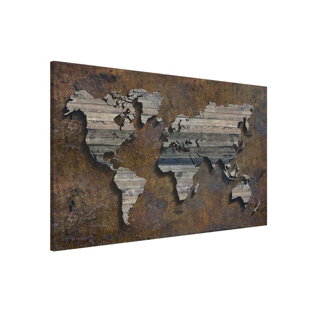 Decoración en la cocina Wooden Grid World Map