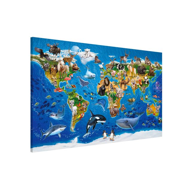 Decoración infantil pared Animal Club International - World Map With Animals
