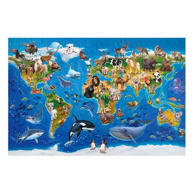 Tableros magnéticos mapamundi Animal Club International - World Map With Animals