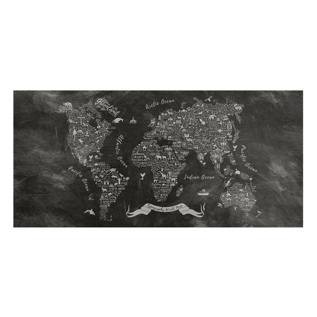 Tableros magnéticos mapamundi Chalk Typography World Map