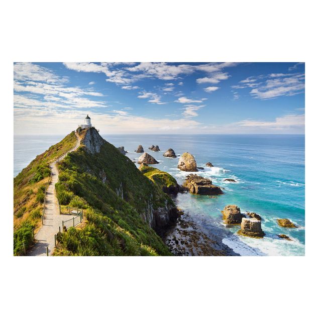 Cuadros montañas Nugget Point Lighthouse And Sea New Zealand