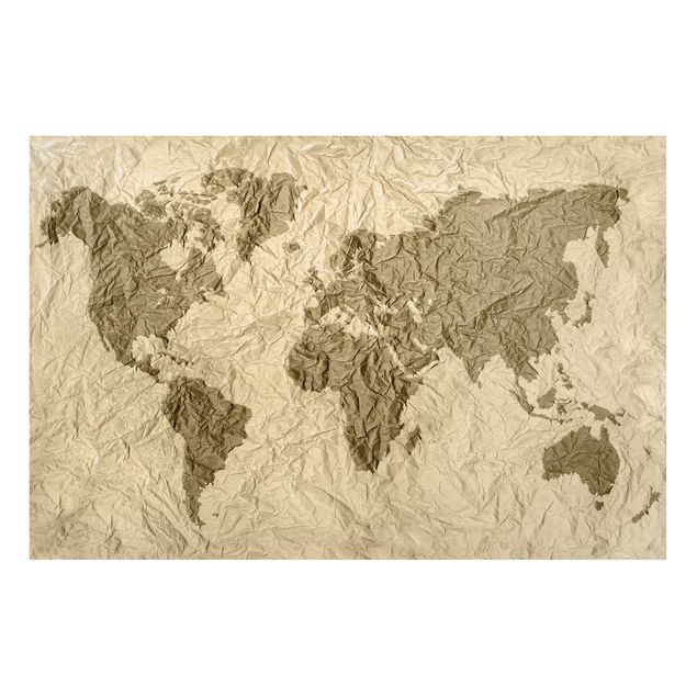 Tableros magnéticos mapamundi Paper World Map Beige Brown