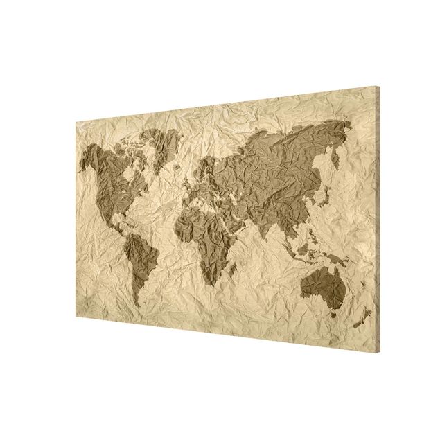 Cuadro de mapamundi Paper World Map Beige Brown