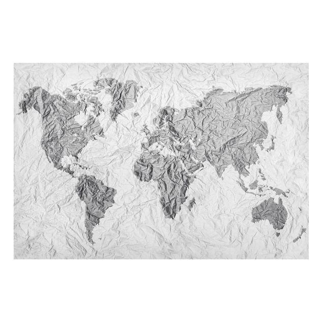 Tableros magnéticos mapamundi Paper World Map White Grey
