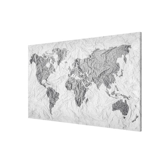 Cuadro mapa del mundo Paper World Map White Grey