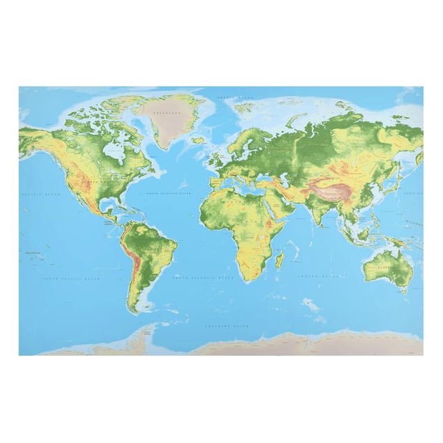 Tableros magnéticos mapamundi Physical World Map