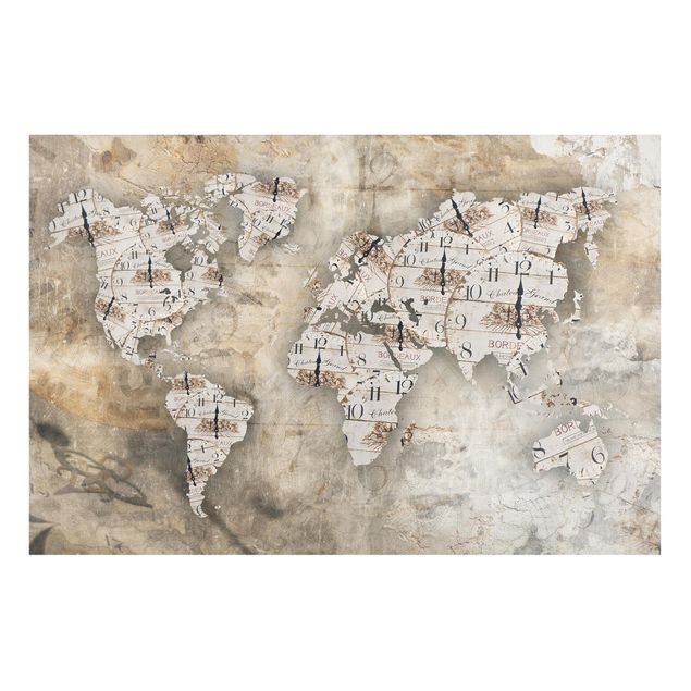 Tableros magnéticos mapamundi Shabby Clocks World Map