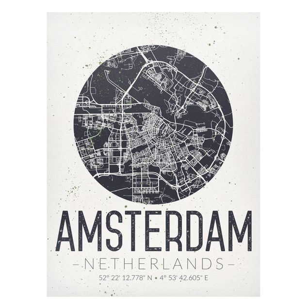 Tableros magnéticos mapamundi Amsterdam City Map - Retro
