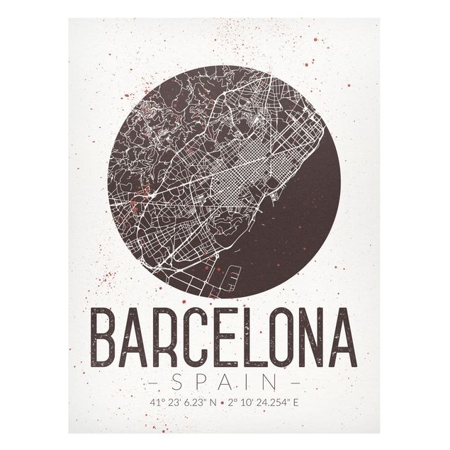 Tableros magnéticos mapamundi Barcelona City Map - Retro