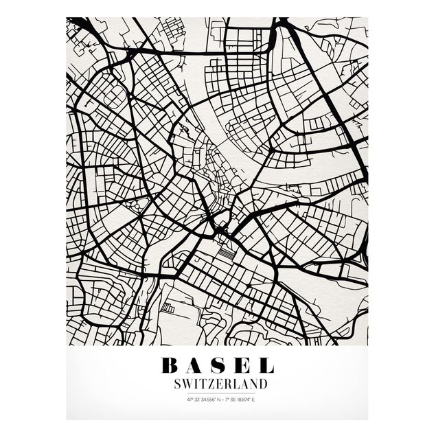 Tableros magnéticos mapamundi Basel City Map - Classic