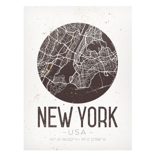 Cuadro New York New York City Map - Retro