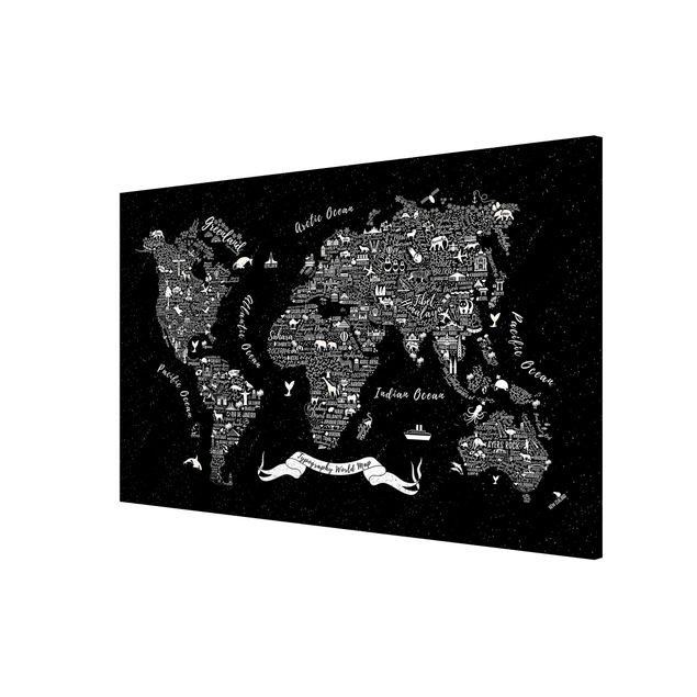 Tableros magnéticos frases Typography World Map Black