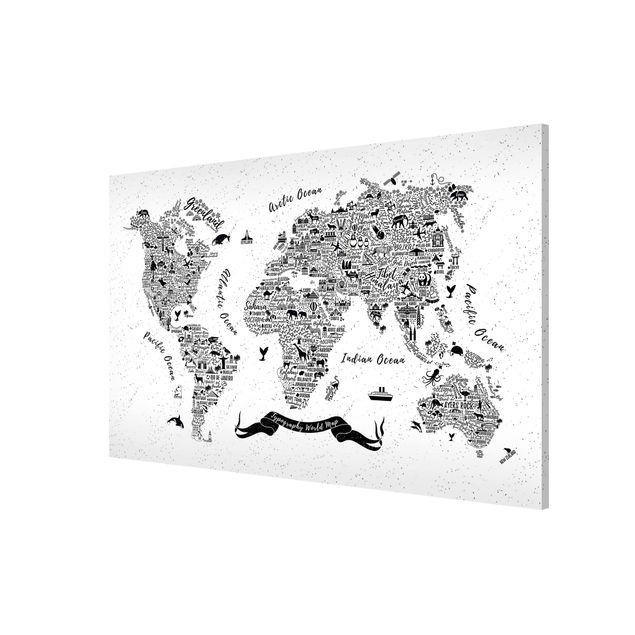 Tableros magnéticos frases Typography World Map White