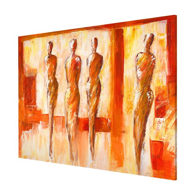 Cuadros abstractos modernos Petra Schüßler - Four Figures In Orange