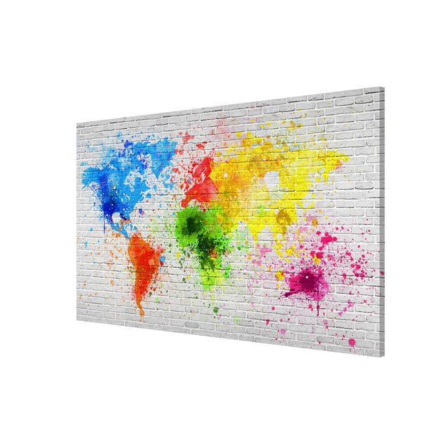 Tableros magnéticos mapamundi White Brick Wall World Map