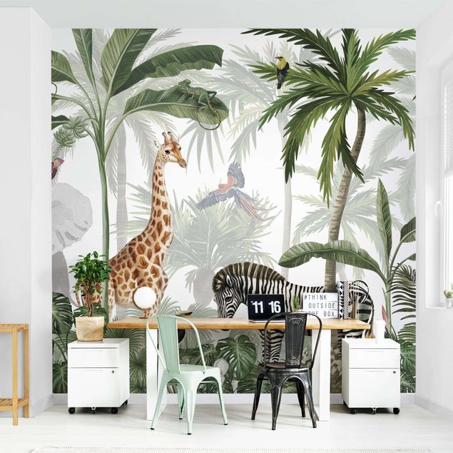 Decoración infantil pared Majestic animal world in the jungle