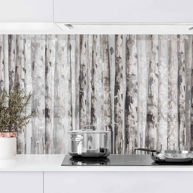 Salpicadero cocina adhesivo efecto madera Picturesque Birch Forest