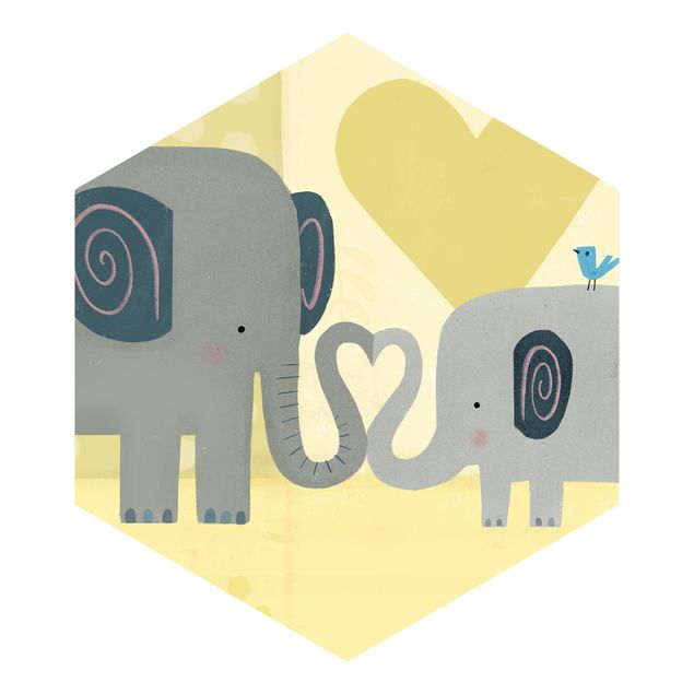Papel pintado tonos grises Mum And I - Elephants