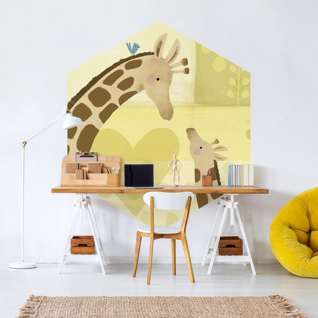 Papel pintado salón moderno Mum And I - Giraffes