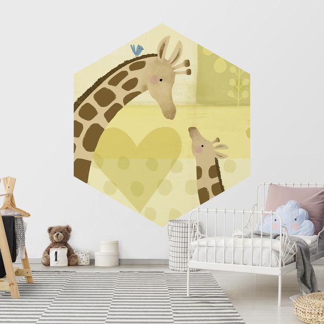 Papel pintado hexagonal Mum And I - Giraffes
