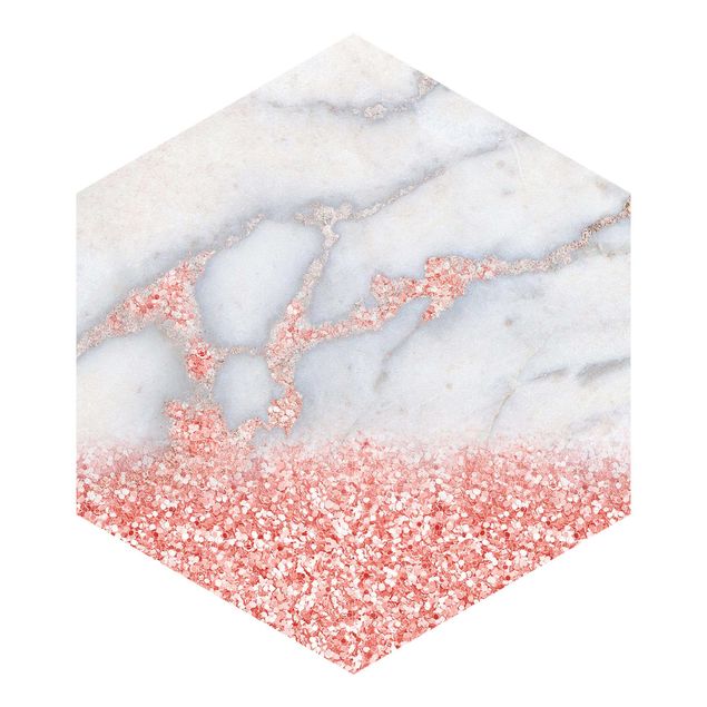 Papel pared gris Marble Look With Pink Confetti