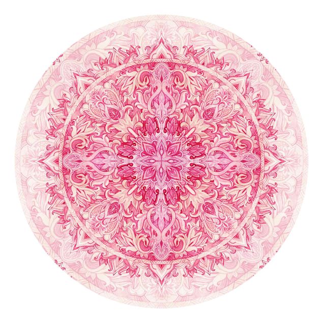 Papel pintado moderno Mandala Watercolour Ornament Pattern Pink