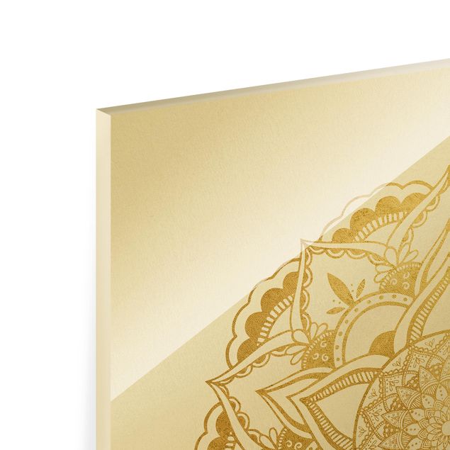 Tableros magnéticos de vidrio Mandala Flower Sun Illustration Set Gold